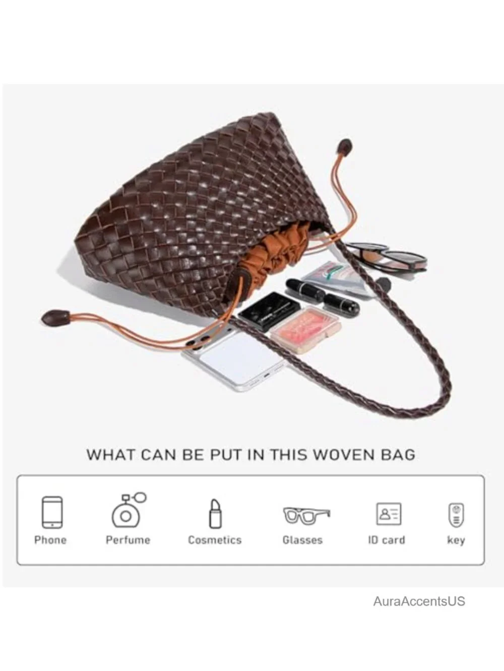 Women's Vegan Leather Woven Hobo Shoulder Bag Tote Purse